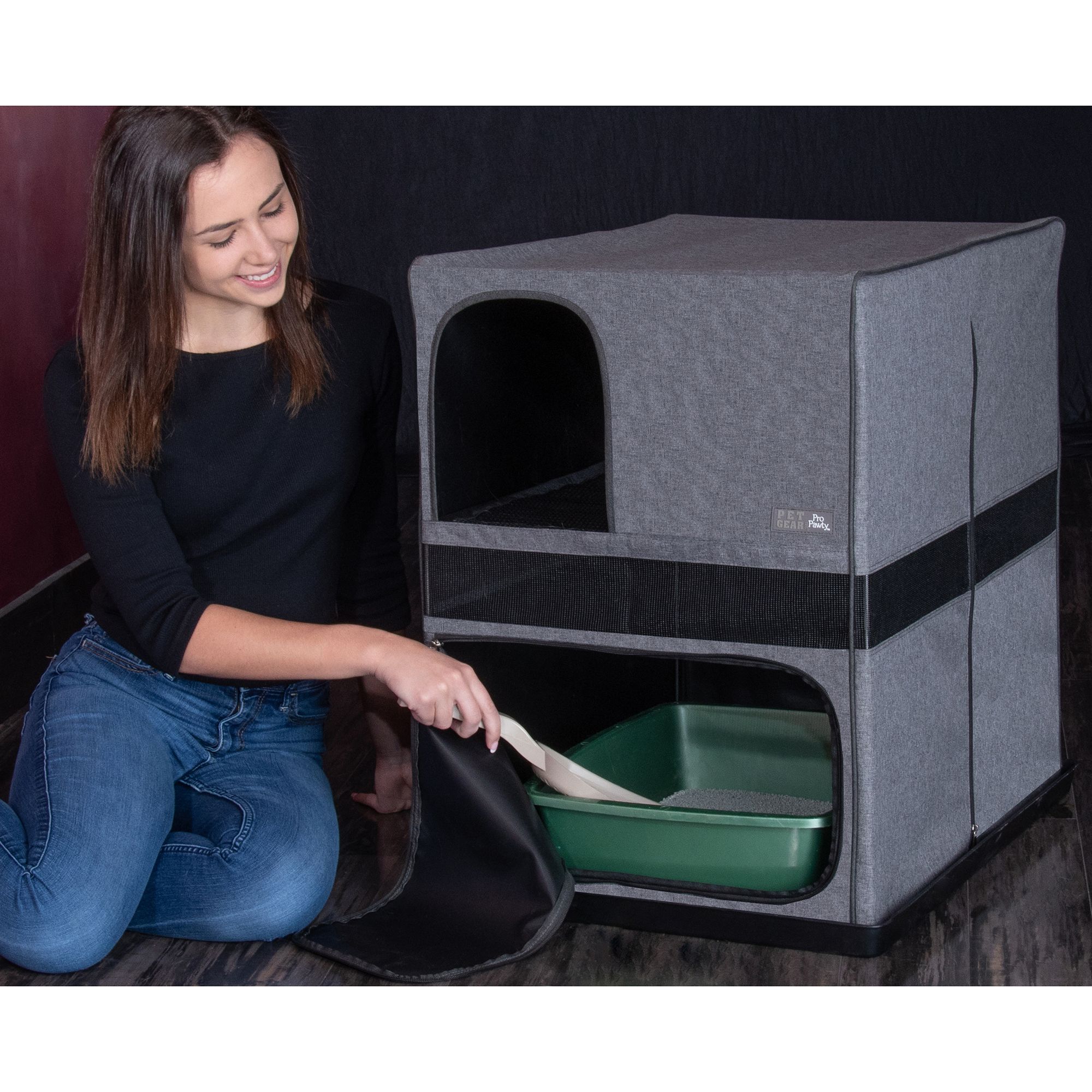 Pet Gear Pro Pawty Katzen-Toilettenhaus – Mit LittertraX-Matte, Faltbar & Streusicher