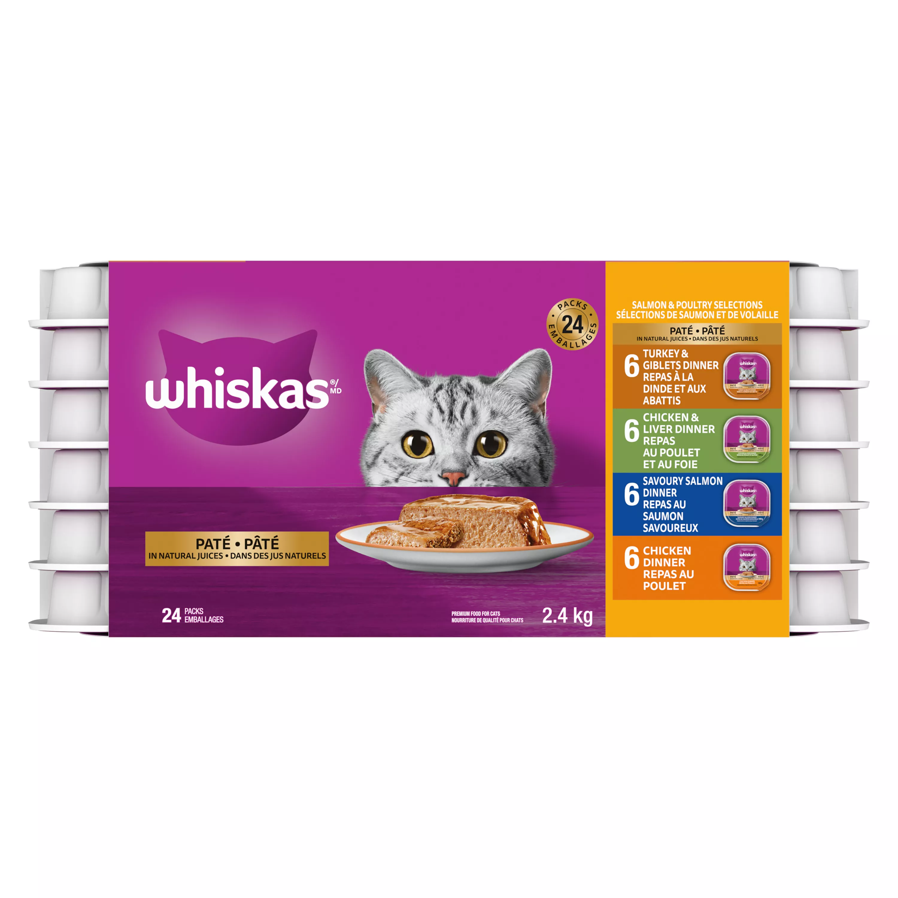 WHISKAS® Salmon & Poultry Selections Pate Variety Pack Cat Food - 24 pack