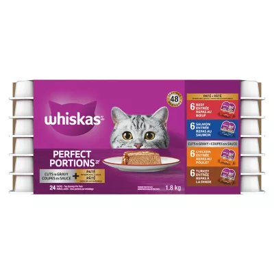 Product WHISKAS® Perfect Portions™ Cuts In Gravy & Pate Variety Pack Cat Food - 24 pack