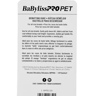 Product BaBylissPRO™PET Dematting Rake