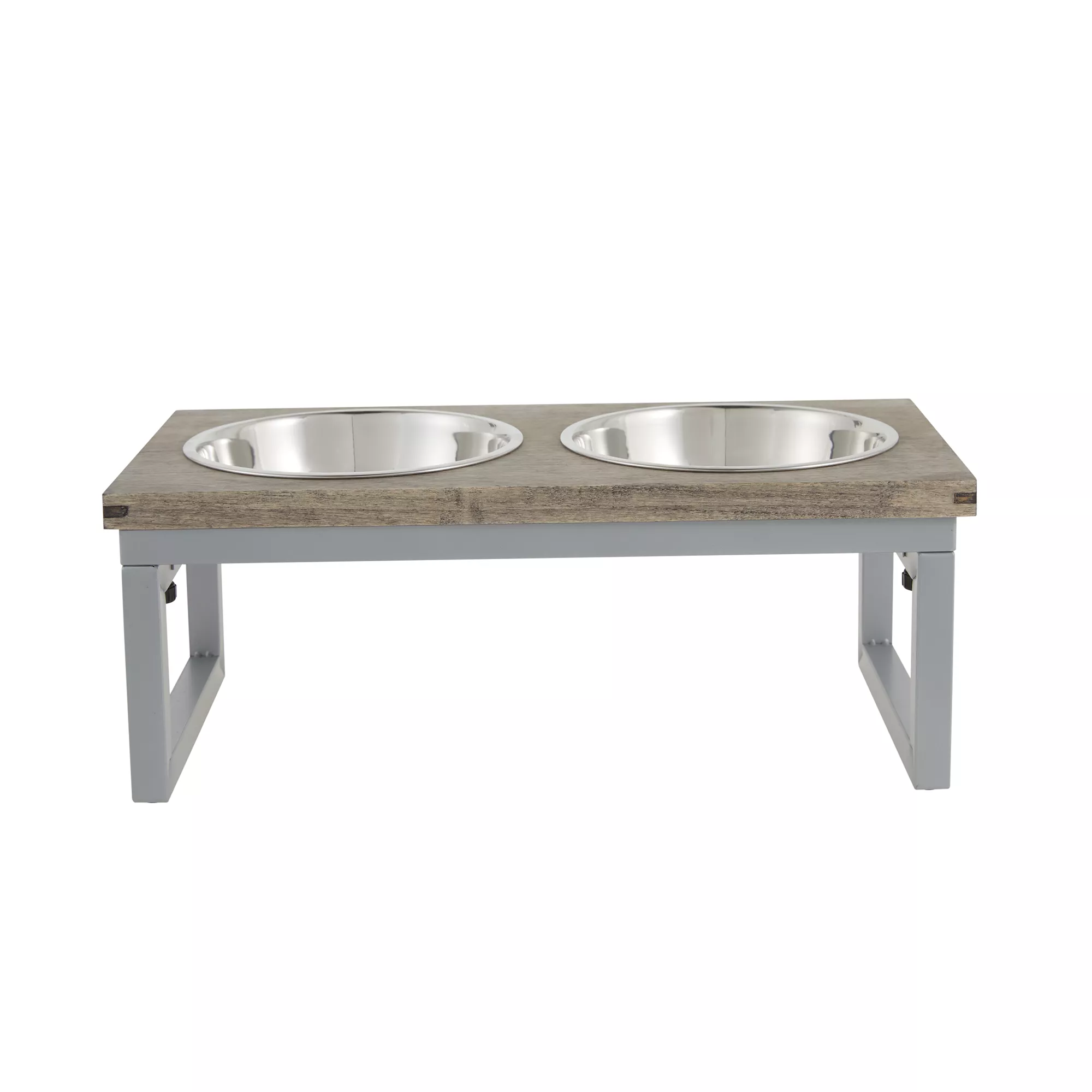 Top Paw® Grey Wood Top Folding Legs Elevated Dog Feeder, 3.5-cup