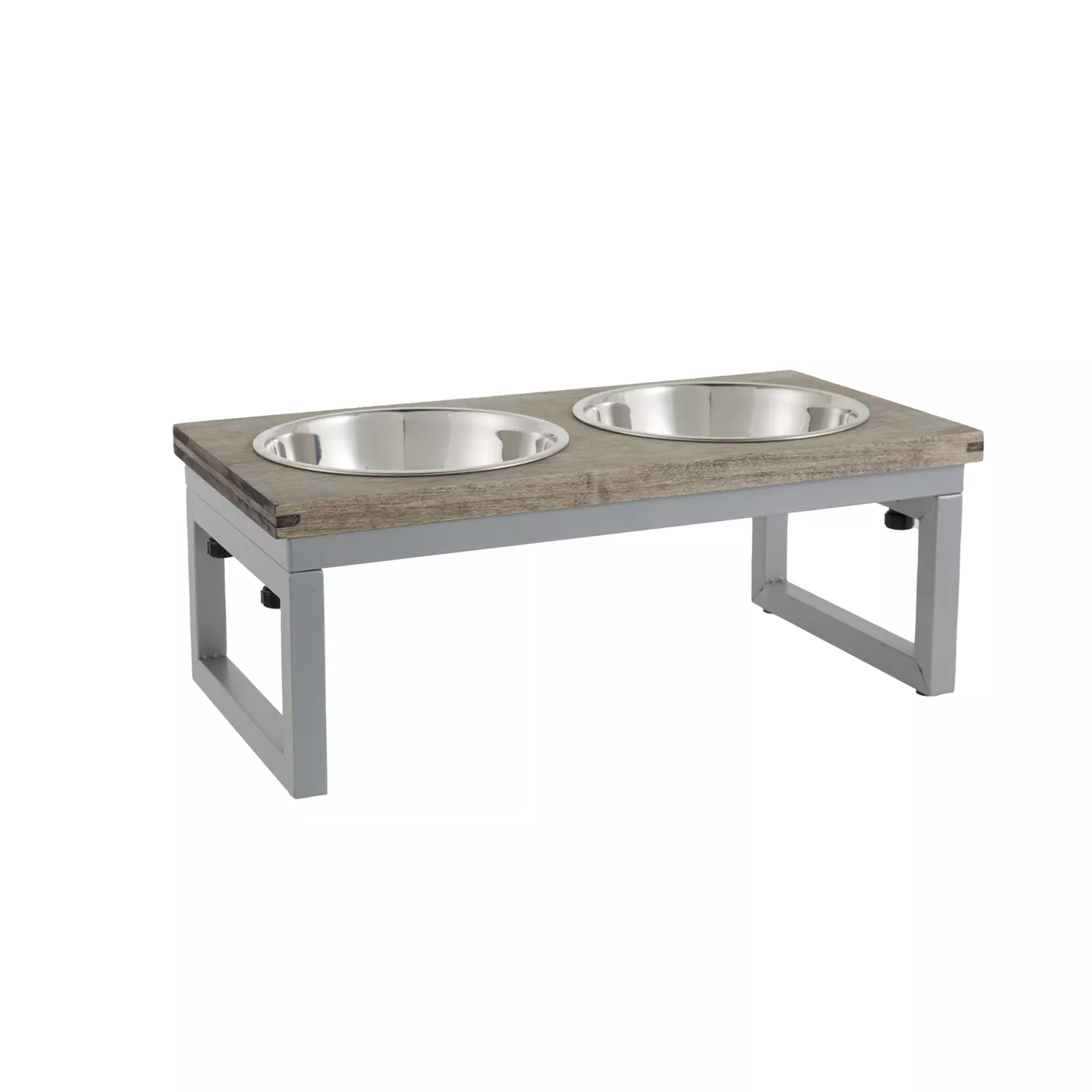 Top Paw Grey Wood Top Folding Legs Elevated Dog Feeder 3.5 cup