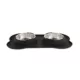 Product Top Paw® Black Silicone Double Dog Bowl with Mat, 1.75-cup