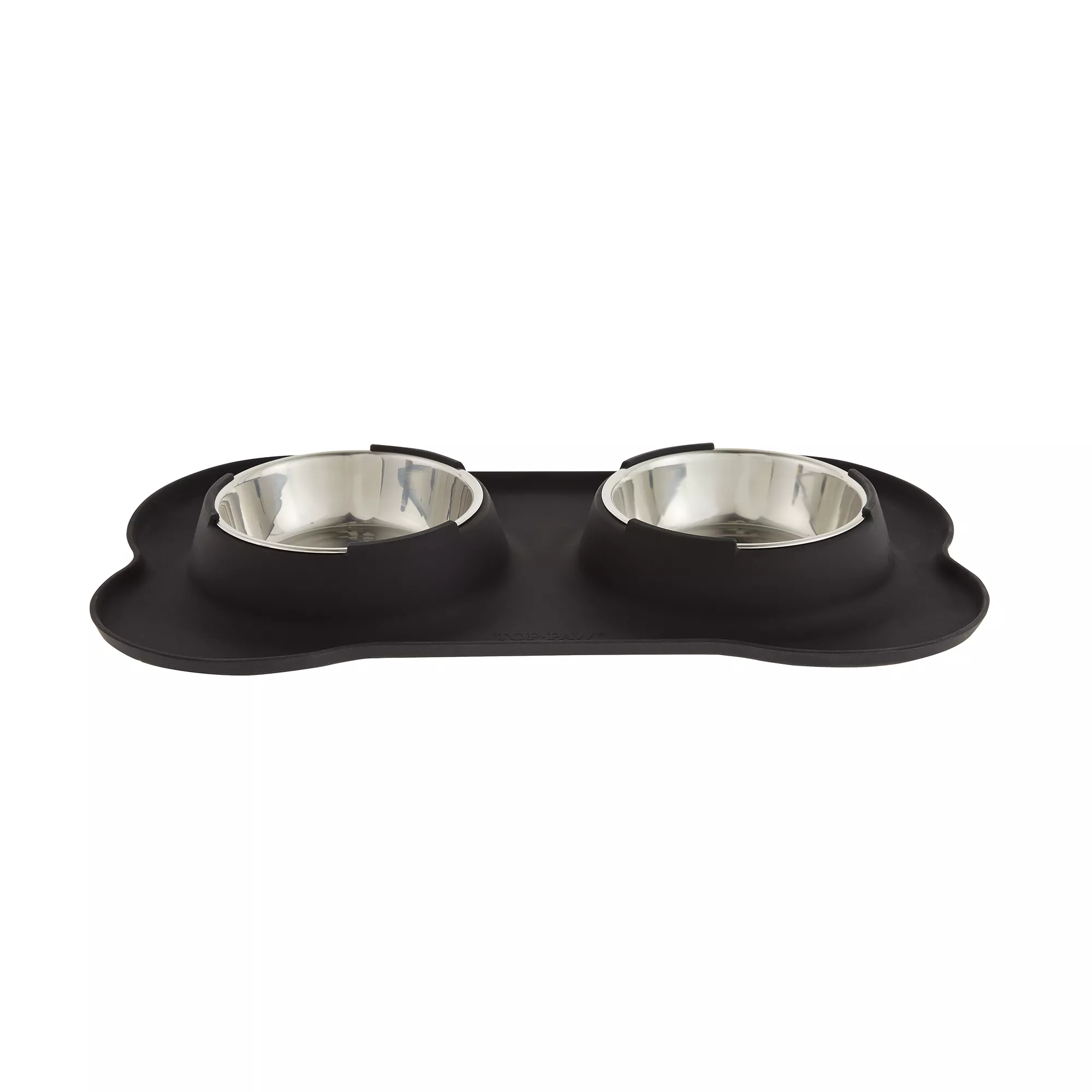 Top Paw® Black Silicone Double Dog Bowl with Mat, 1.75-cup