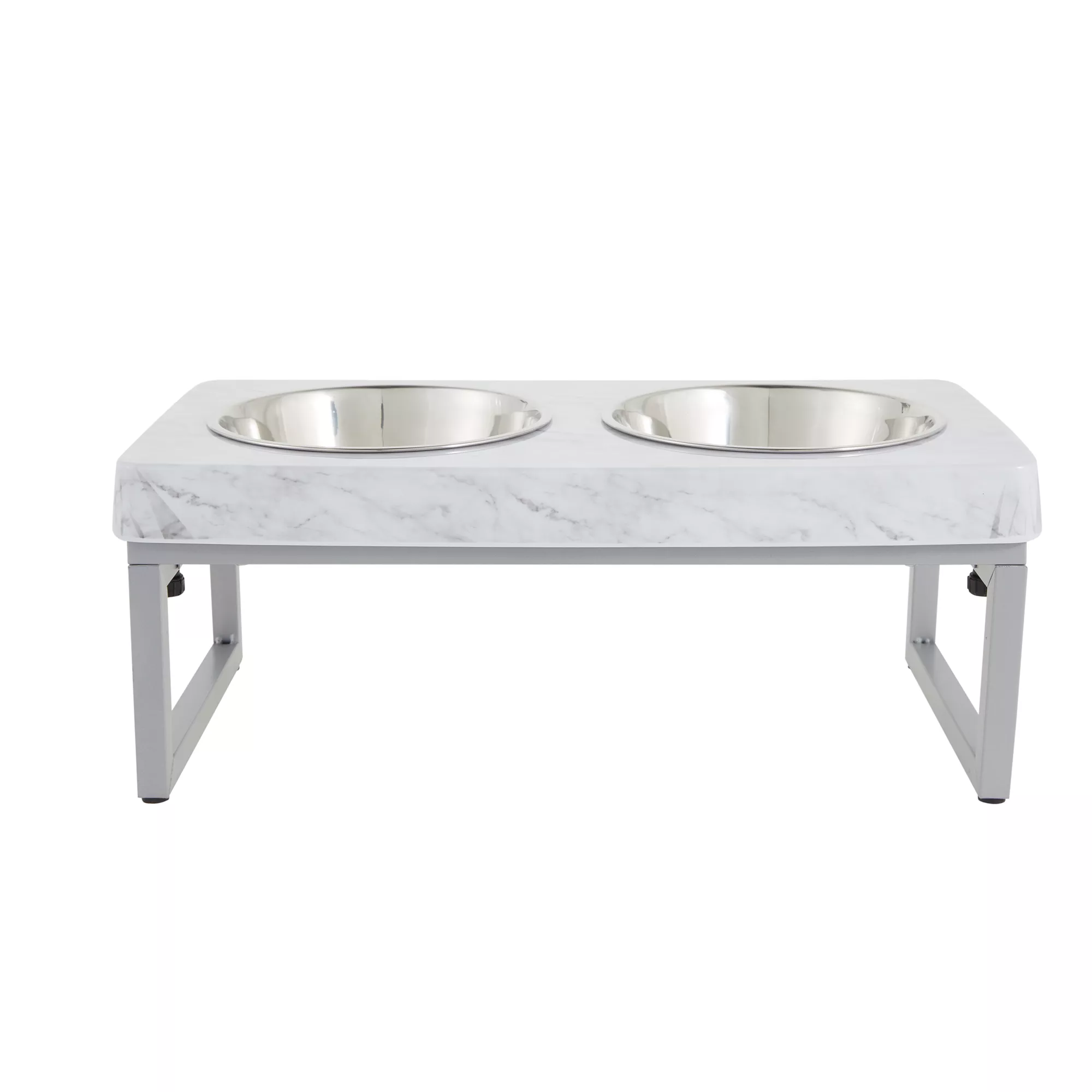 Top Paw® White Marble Folding Legs Elevated Dog Feeder, 3.5-cup