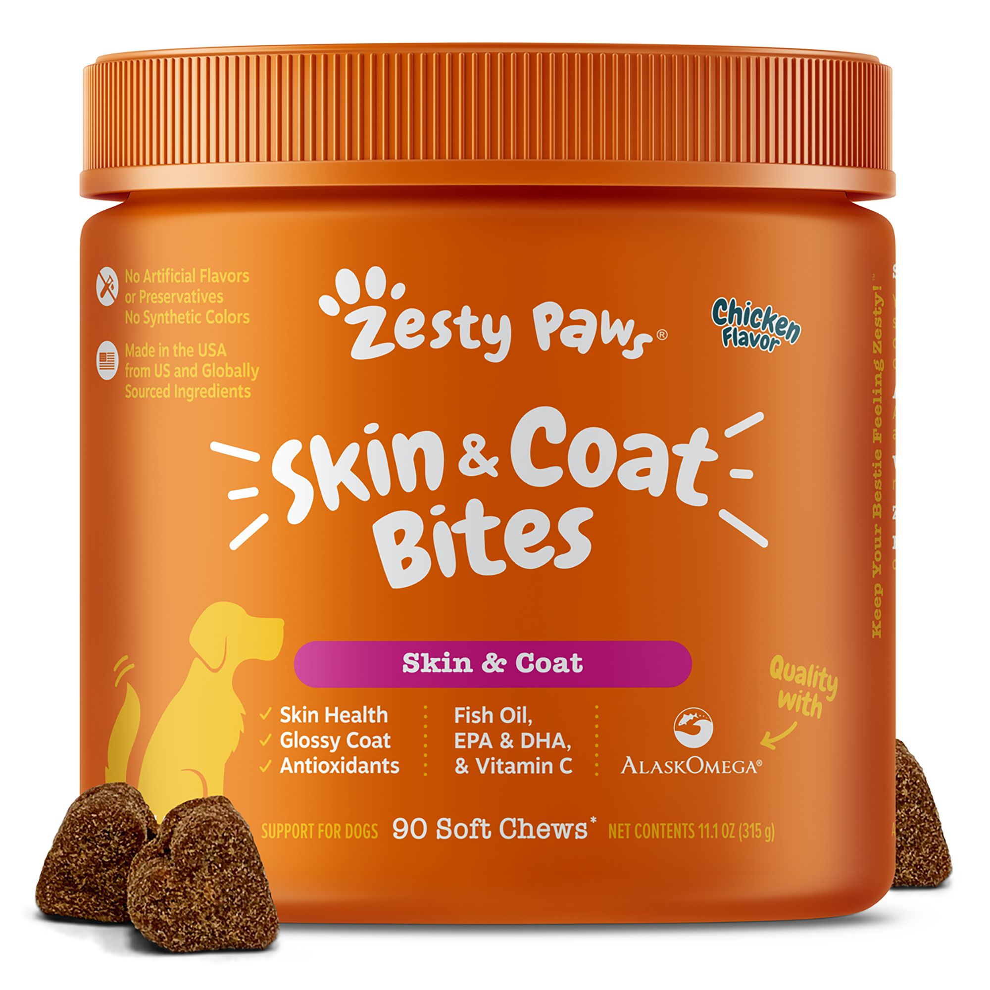 Zesty Paws Omega Bites for Dogs Chicken Flavor 90 Ct