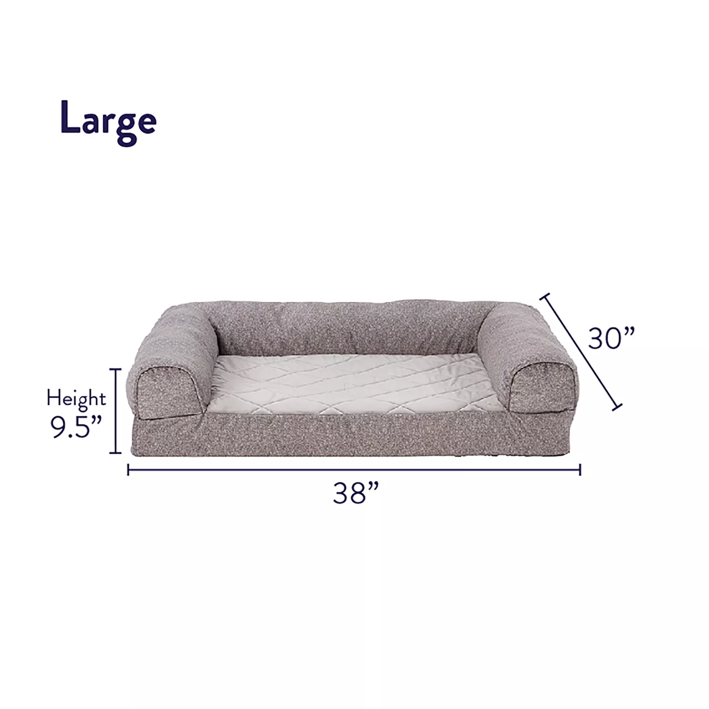 Top Paw Gray Velvet Orthopedic Couch Dog Bed