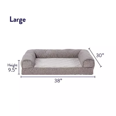 Product Top Paw® Gray Velvet Orthopedic Couch Dog Bed