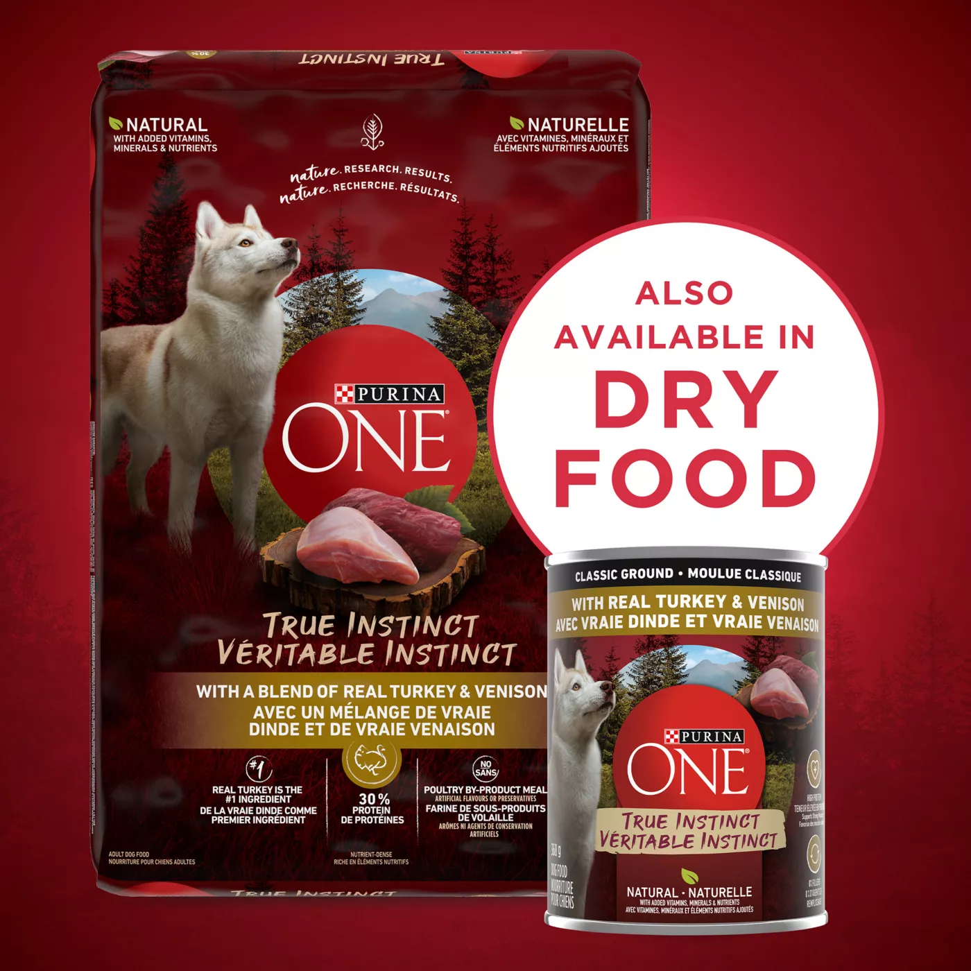 Purina one smartblend true instinct natural with real turkey & venison adult dry dog food best sale