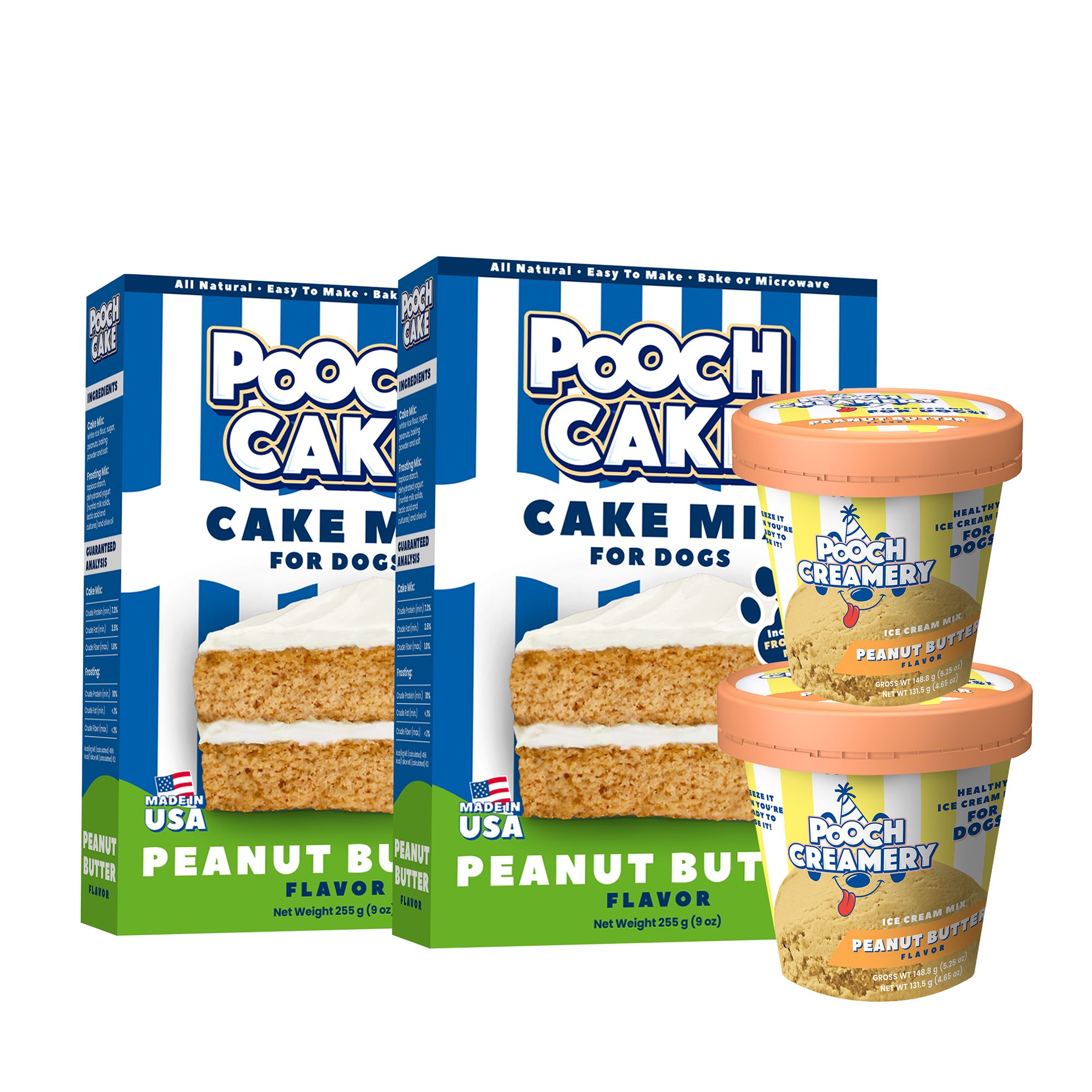 Pooch Cake Mix Ice Cream Dog Treat 2 Pack Dog Biscuits