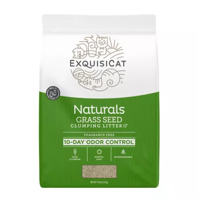 Product ExquisiCat Naturals Clumping Multi-Cat Grass Seed Cat Litter - Unscented, Low Dust, Natural