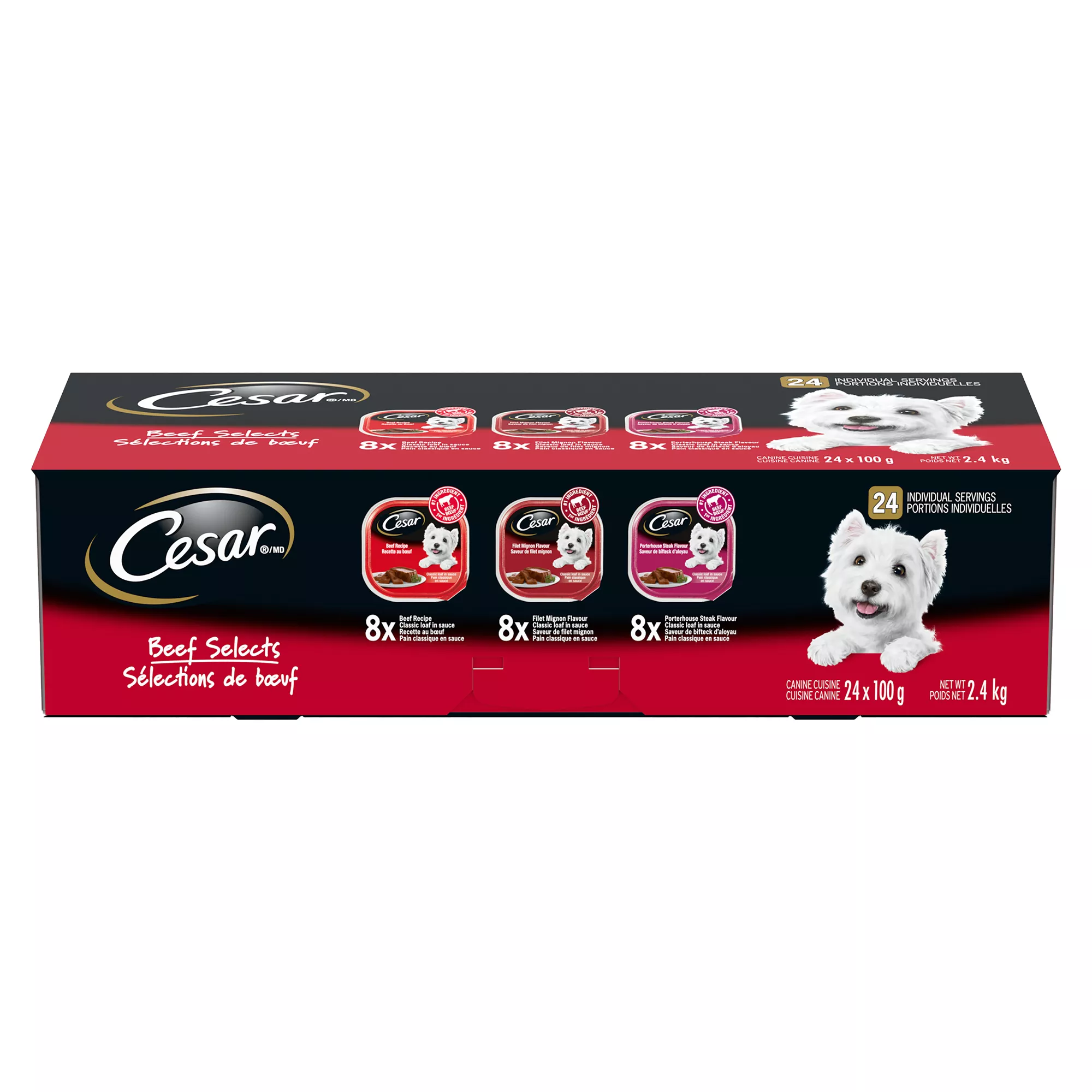 Cesar Classic Loaf In Sauce Adult Wet Dog Food Beef Selects Variety Pack, 24ct