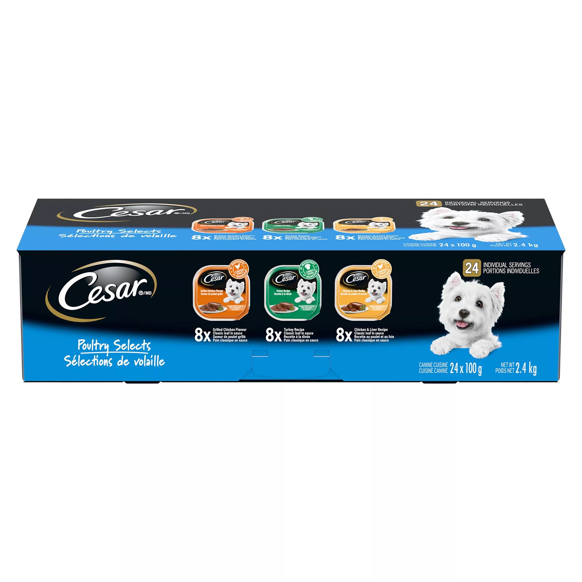 Cesar Classic Loaf In Sauce Adult Wet Dog Food Poultry Selects Variety Pack, 24ct