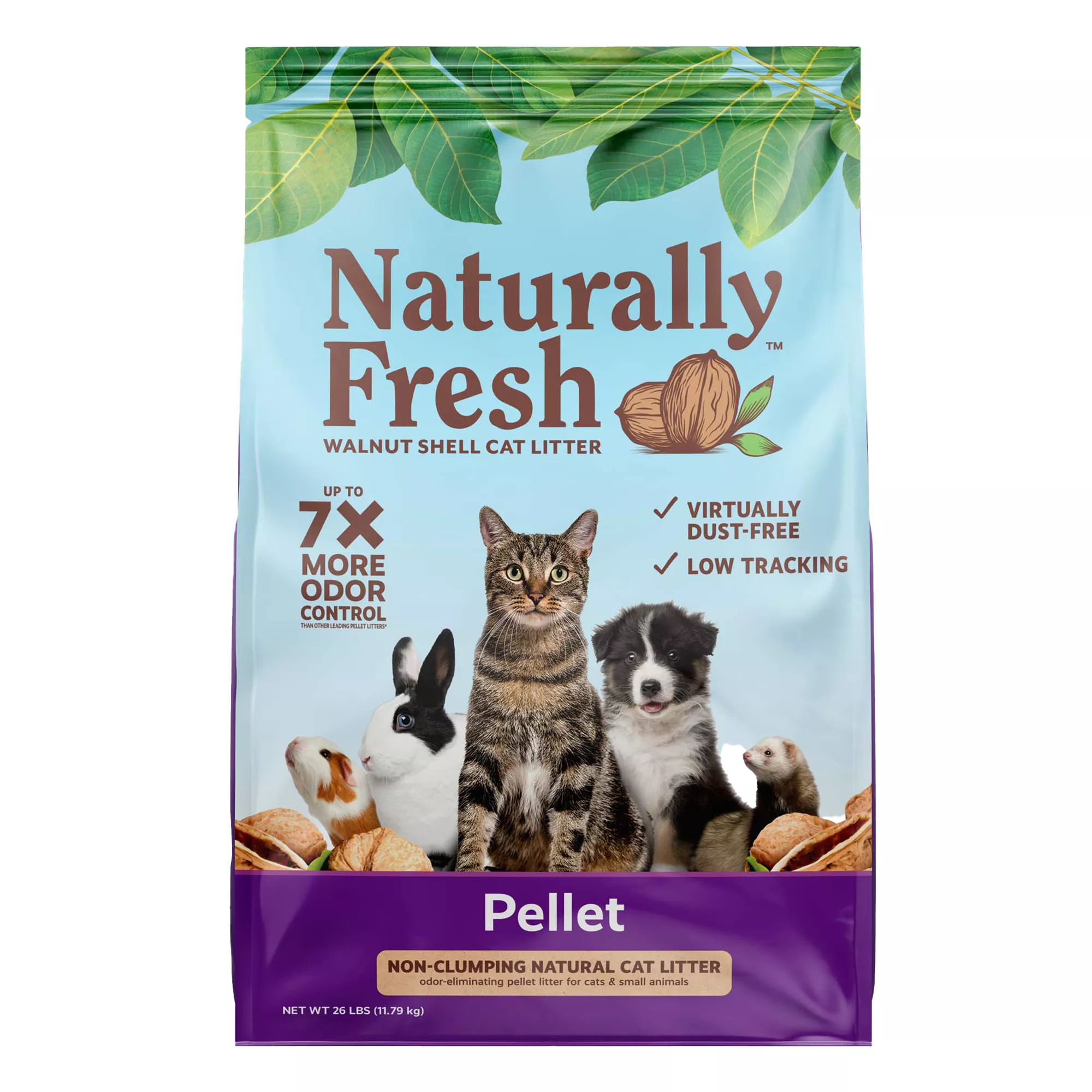 Naturally Fresh Pellet Non-Clumping Walnut Cat Litter - Low Dust, Low Tracking, Natural