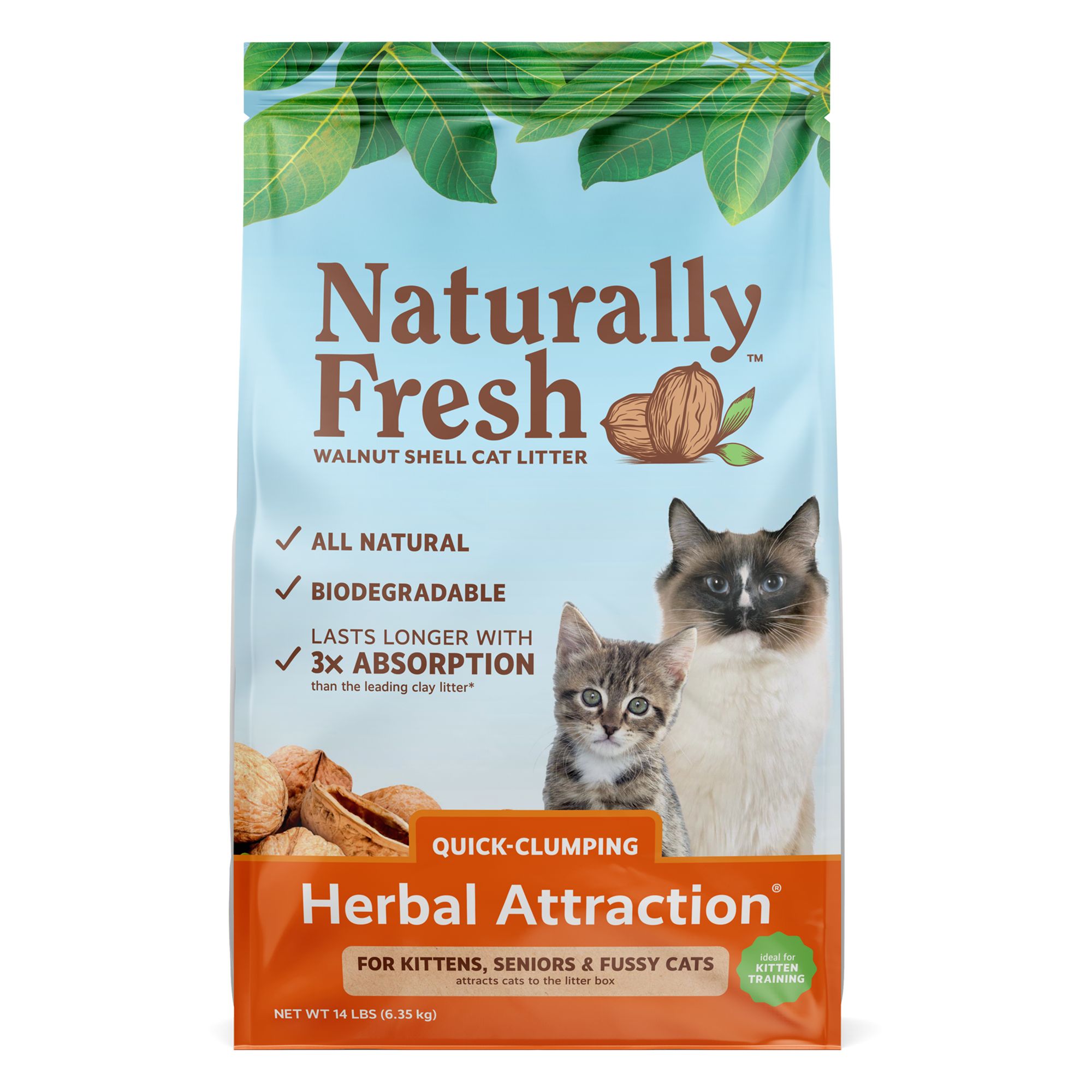 Naturally Fresh Herbal Attraction Clumping Walnut Cat Litter Low Tracking Natural