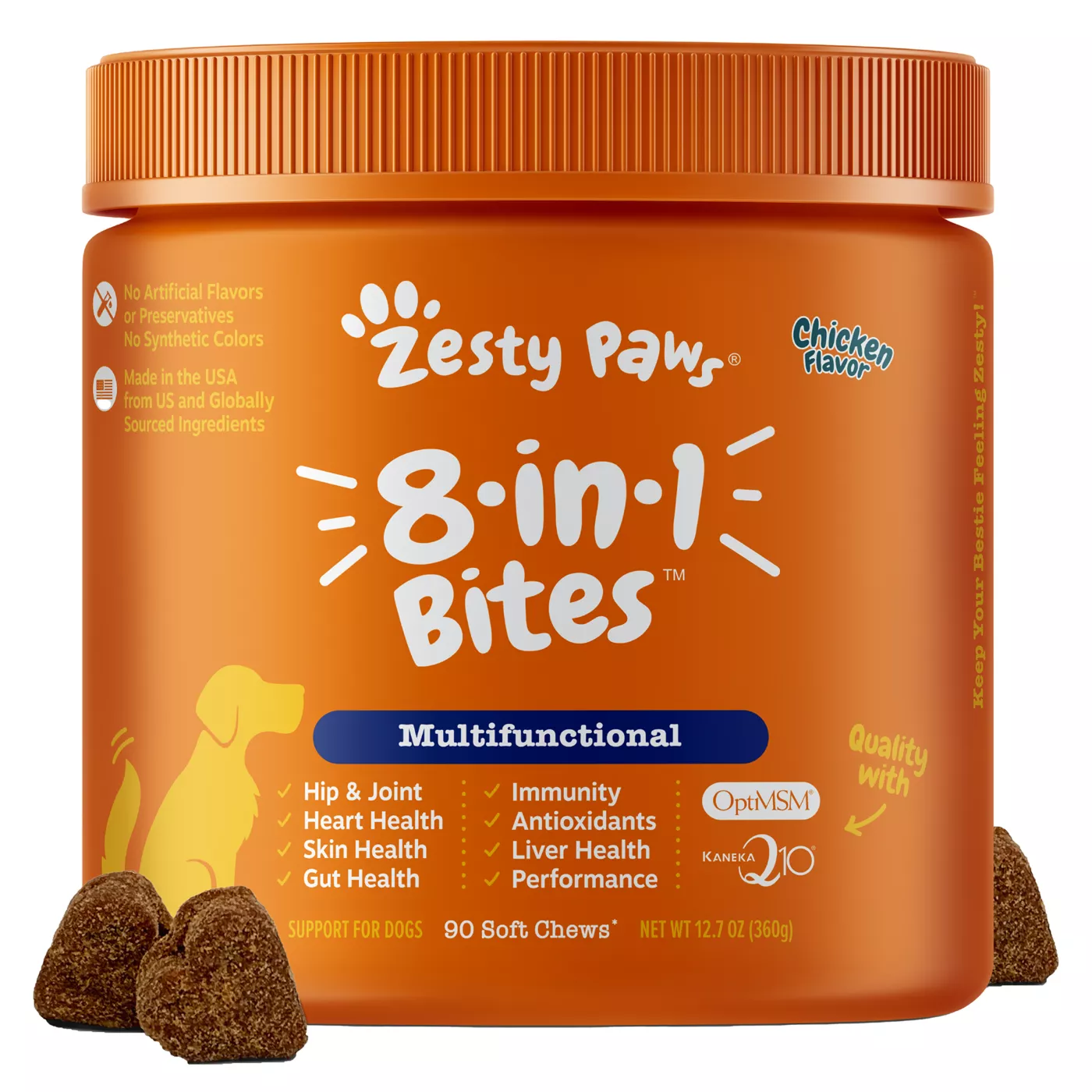 Zesty Paws 8 in 1 Multivitamin Bites for Dogs Chicken Flavor 90 Ct