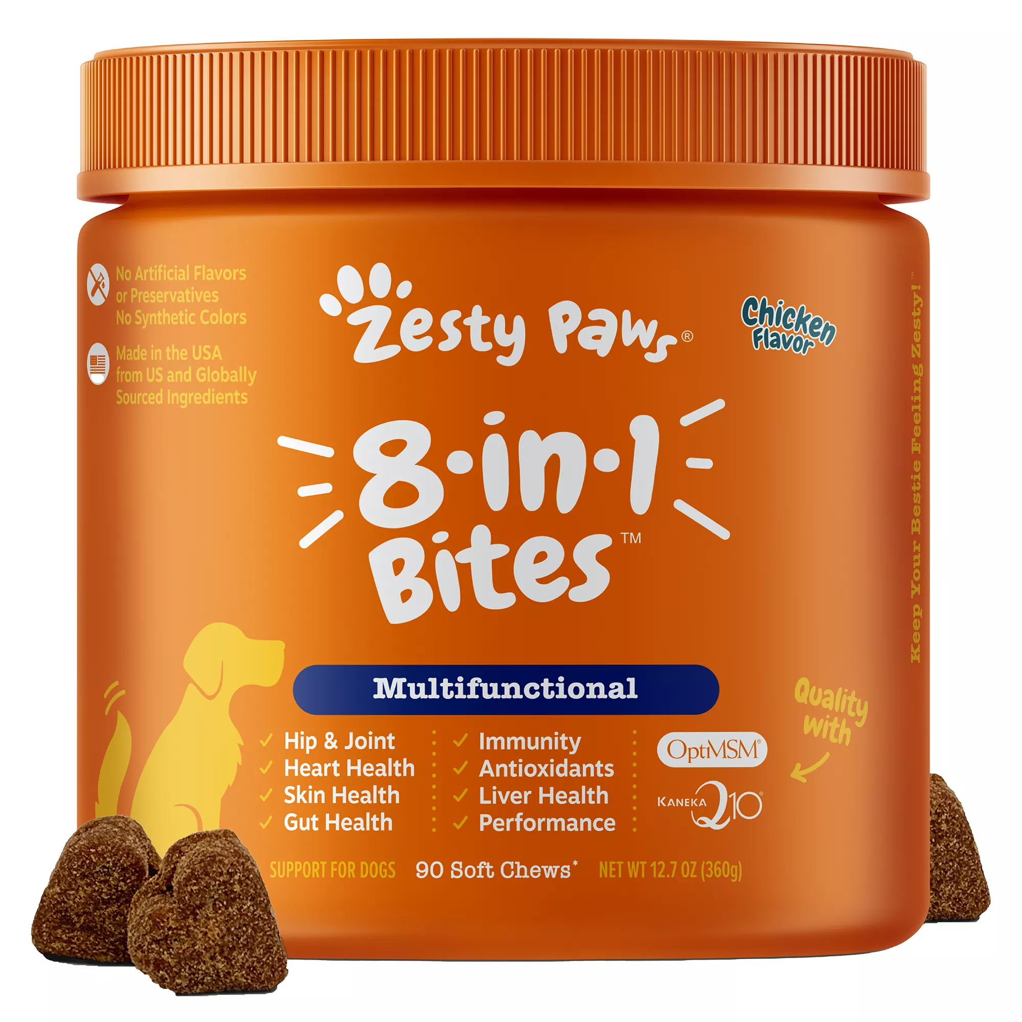 Zesty Paws 8-in-1 Multivitamin Supplement for Dogs - Chicken Flavored Soft Chews - 90 Count