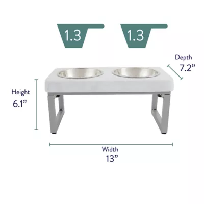 Product Whisker City® Foldable White Marble Double Diner Elevated Cat Bowls, 1.25-cup