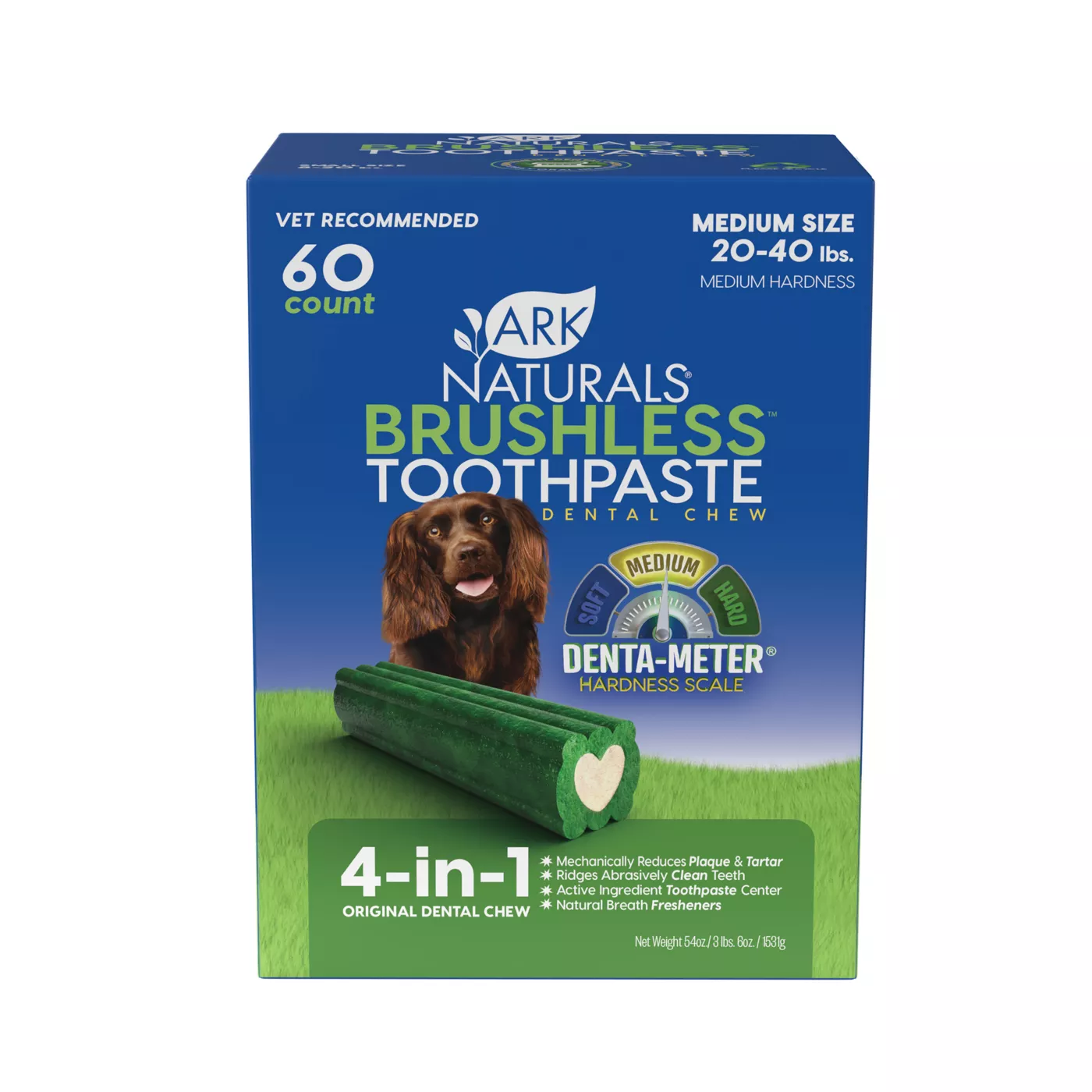 Ark Naturals® Brushless Toothpaste 4in1 Medium Dog Dental Treats 60