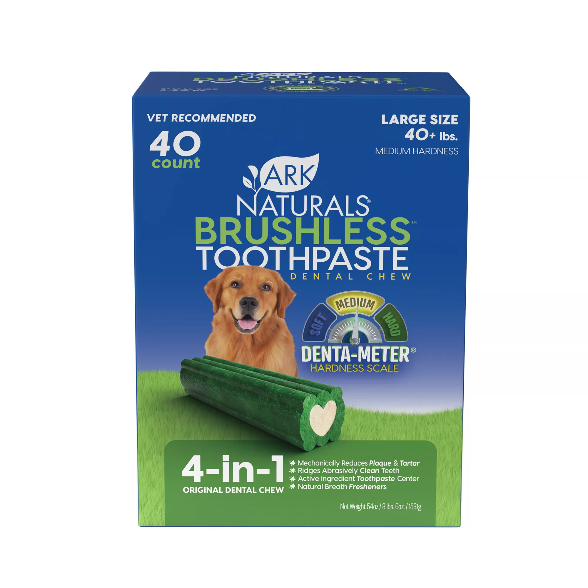 Ark Naturals® Brushless Toothpaste 4-in-1 Large Dog Dental Treats - 40 Count