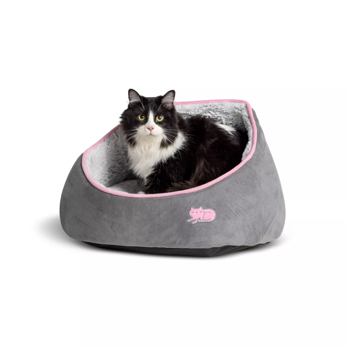 Whisker City Grey Marble Snuggle Cave Cuddler Cat Bed