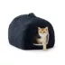 Whisker City® Navy Fur Cat Hide Hut Bed image thumbnail 1