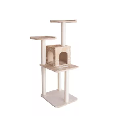 Product GleePet 57-inch Faux Fur Real Wood Cat Tree & Condo, Beige