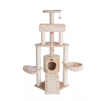 Product Armarkat 58-in Faux Fur Multi-Level Real Wood Cat Tree, Beige