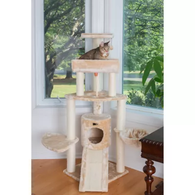 Product Armarkat 58-in Faux Fur Multi-Level Real Wood Cat Tree, Beige