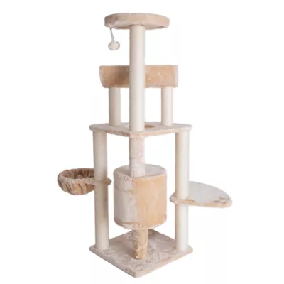 Armarkat 58-in Faux Fur Multi-Level Real Wood Cat Tree, Beige - Image 6