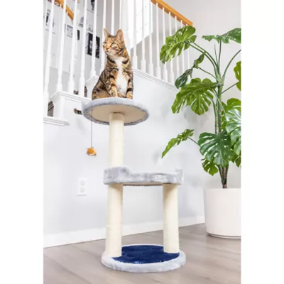 Product Armarkat 30-in Compact Faux Fur Real Wood Scratcher & Cat Tree, Silver Gray