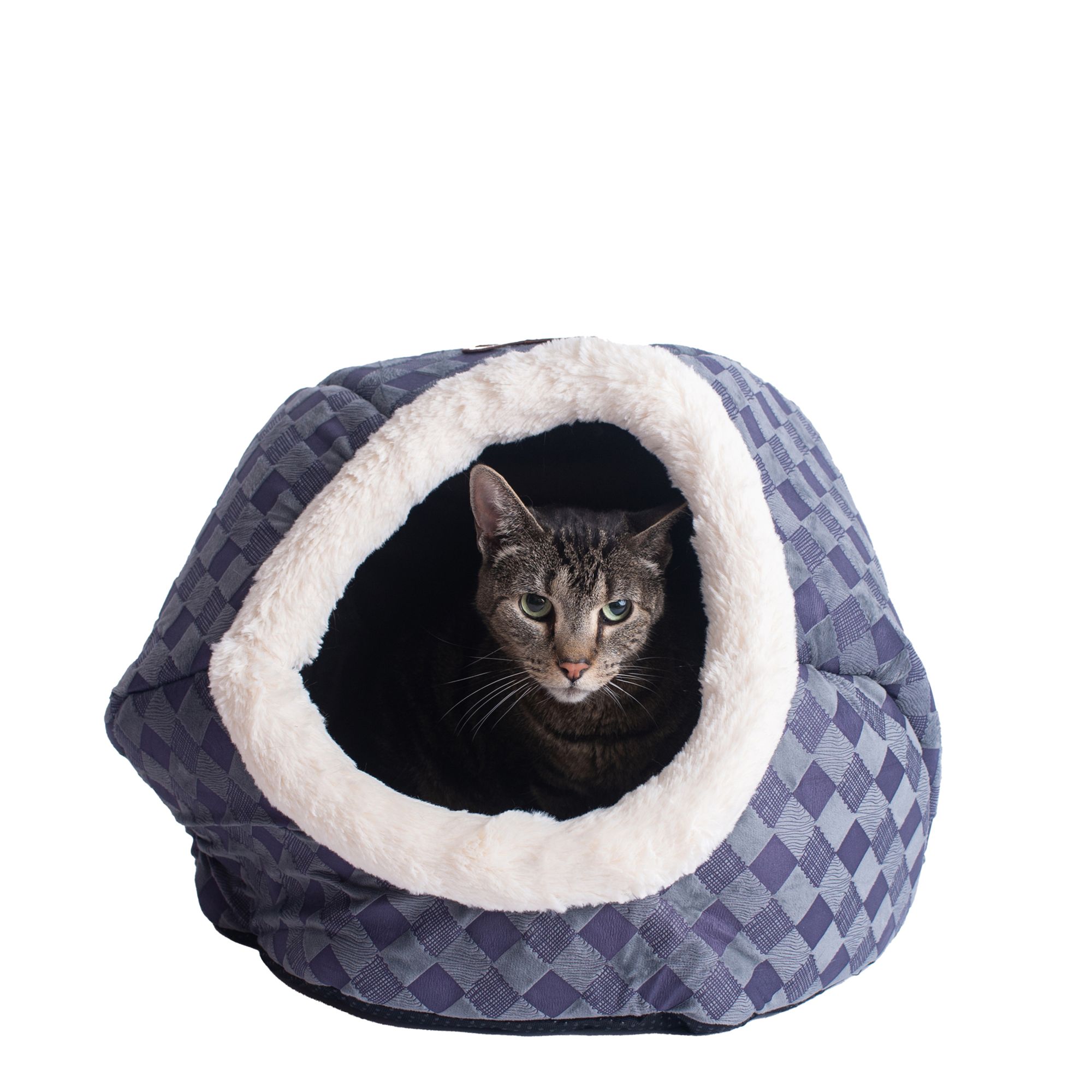 Armarkat Blue Checkered Enclosed Cat Bed