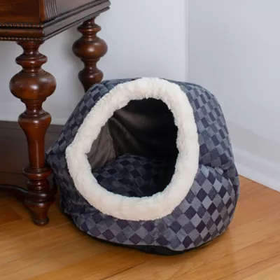 Product Armarkat Blue Checkered Enclosed Cat Bed