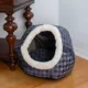 Product Armarkat Blue Checkered Enclosed Cat Bed