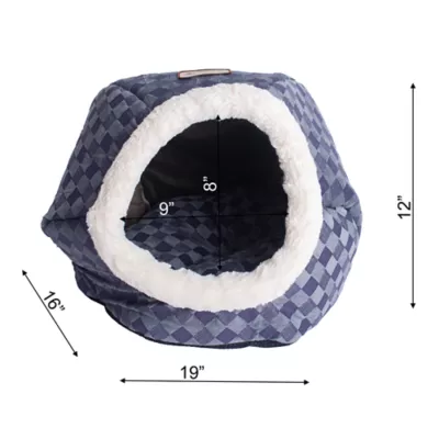 Product Armarkat Blue Checkered Enclosed Cat Bed