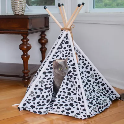 Product Armarkat Black & White Paw Print Teepee Tent Cat Bed