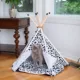 Product Armarkat Black & White Paw Print Teepee Tent Cat Bed