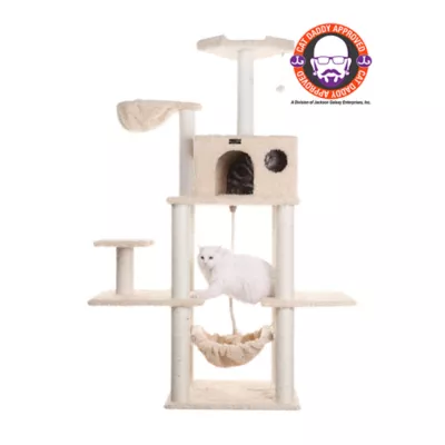 Product Armarkat 69-in Heavy Duty Faux Fur Hammock & Real Wood Cat Tree, Beige