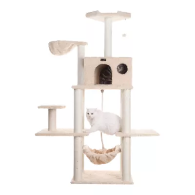 Product Armarkat 69-in Heavy Duty Faux Fur Hammock & Real Wood Cat Tree, Beige