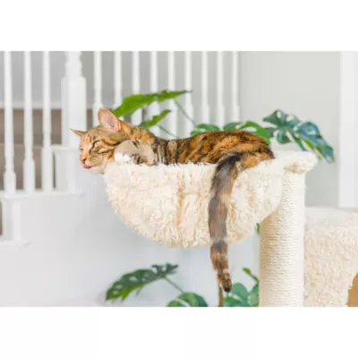 Armarkat 69-in Heavy Duty Faux Fur Hammock & Real Wood Cat Tree, Beige - Image 6
