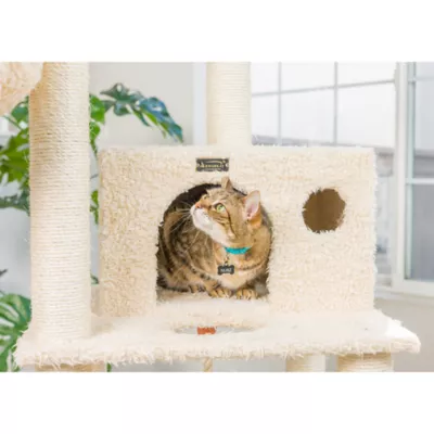 Armarkat 69-in Heavy Duty Faux Fur Hammock & Real Wood Cat Tree, Beige - Image 7
