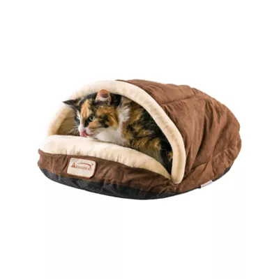 Armarkat Mocha Luxe Velvet Burrow Cave Cat Bed