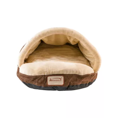 Product Armarkat Mocha Luxe Velvet Burrow Cave Cat Bed