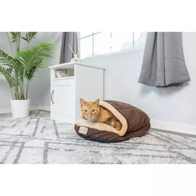 Product Armarkat Mocha Luxe Velvet Burrow Cave Cat Bed