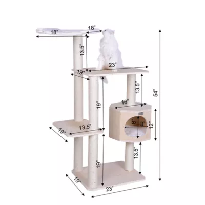 Product Armarkat 54-in Premium Scots Pine Real Wood Condo & Cat Tree, Natural