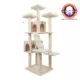 Product Armarkat 77-in Classic Faux Fleece Real Wood Cat Tree Large Cat Play Tower, Ivory