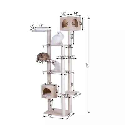 Product Armarkat 89-in Premium Scots Pine Real Wood Condo & Cat Tree, Natural