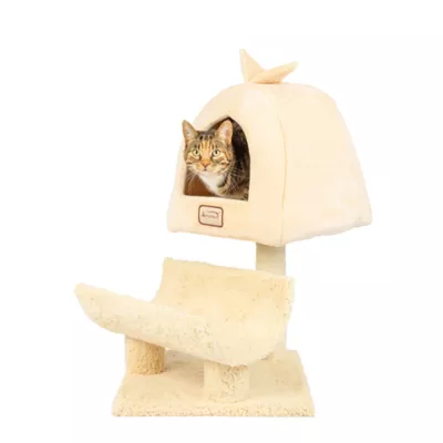 Product Armarkat 31-in Faux Fleece Real Wood Scratching Post & Condo Cat Tree, Goldenrod