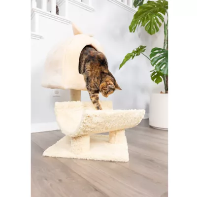 Product Armarkat 31-in Faux Fleece Real Wood Scratching Post & Condo Cat Tree, Goldenrod