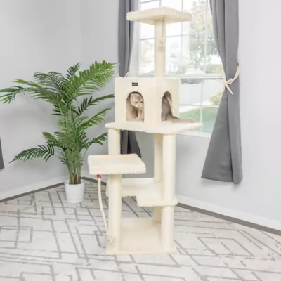 Product Armarkat 69-in Faux Fur Real Wood Multi-Level Cat Tree Stand House, Beige